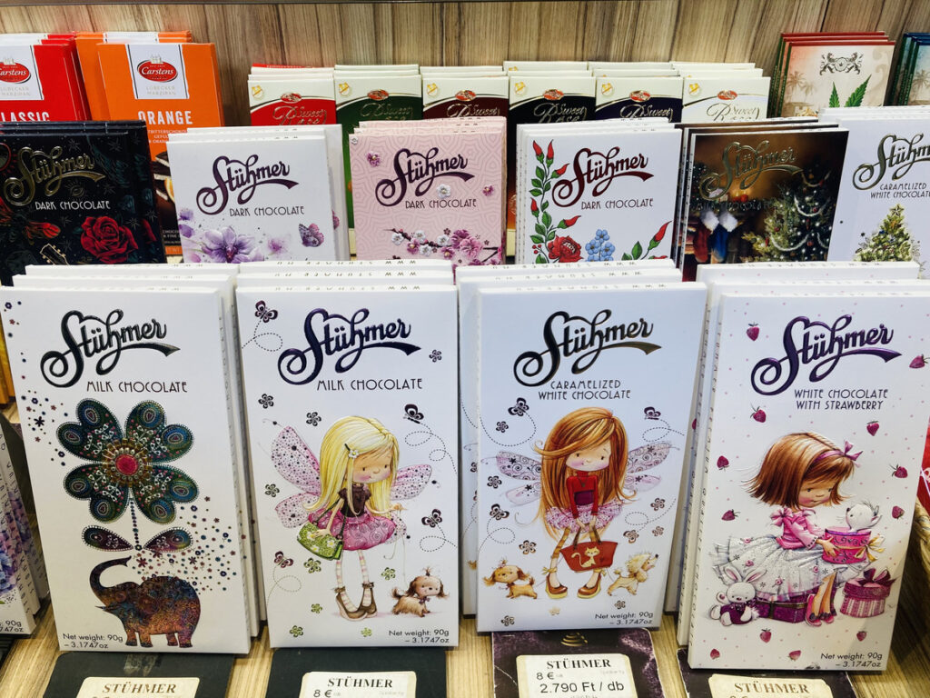 Stühmer chocolate (a popular Hungarian chocolate) at the Central Market Hall in Budapest, Hungary.