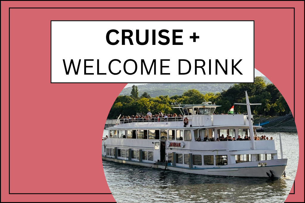 Banner for Budapest cruise with welcome drink.
