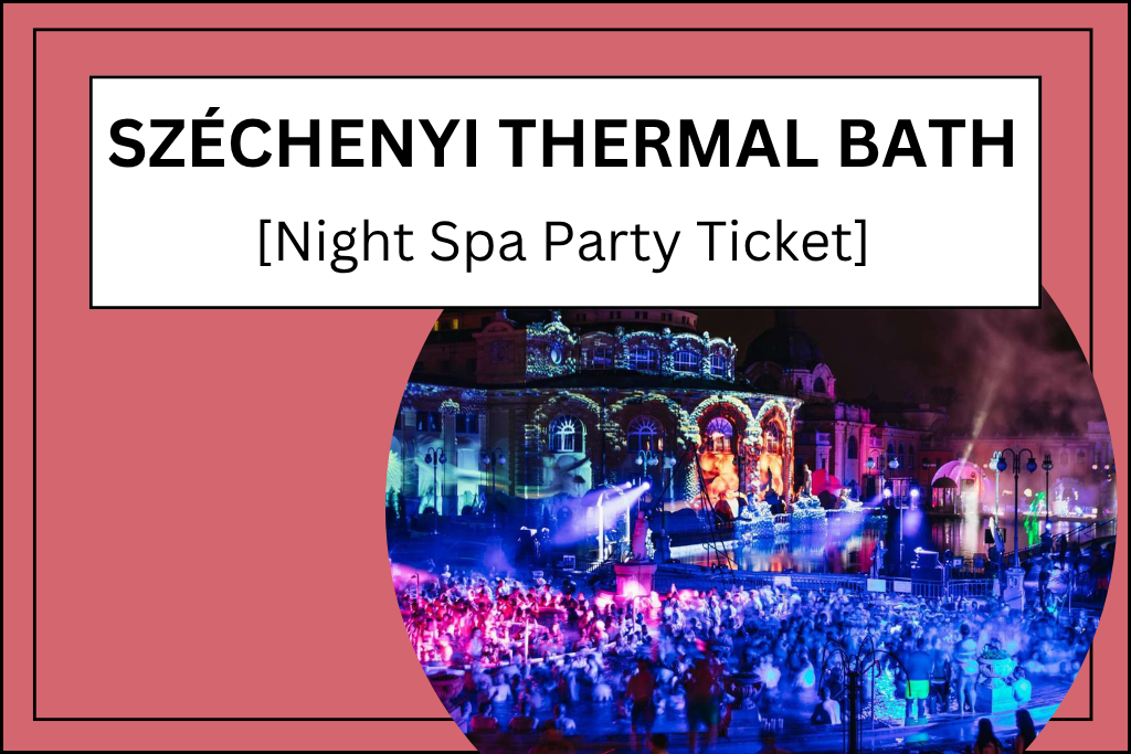 Banner for the party night at Széchenyi Thermal Bath in Budapest, Hungary.