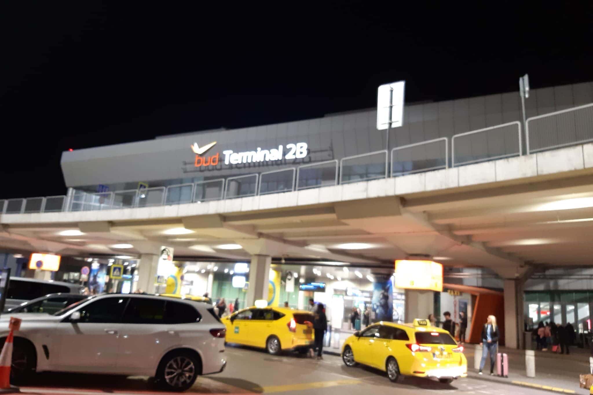 Taxis at the Budapest Airport in Hungary.