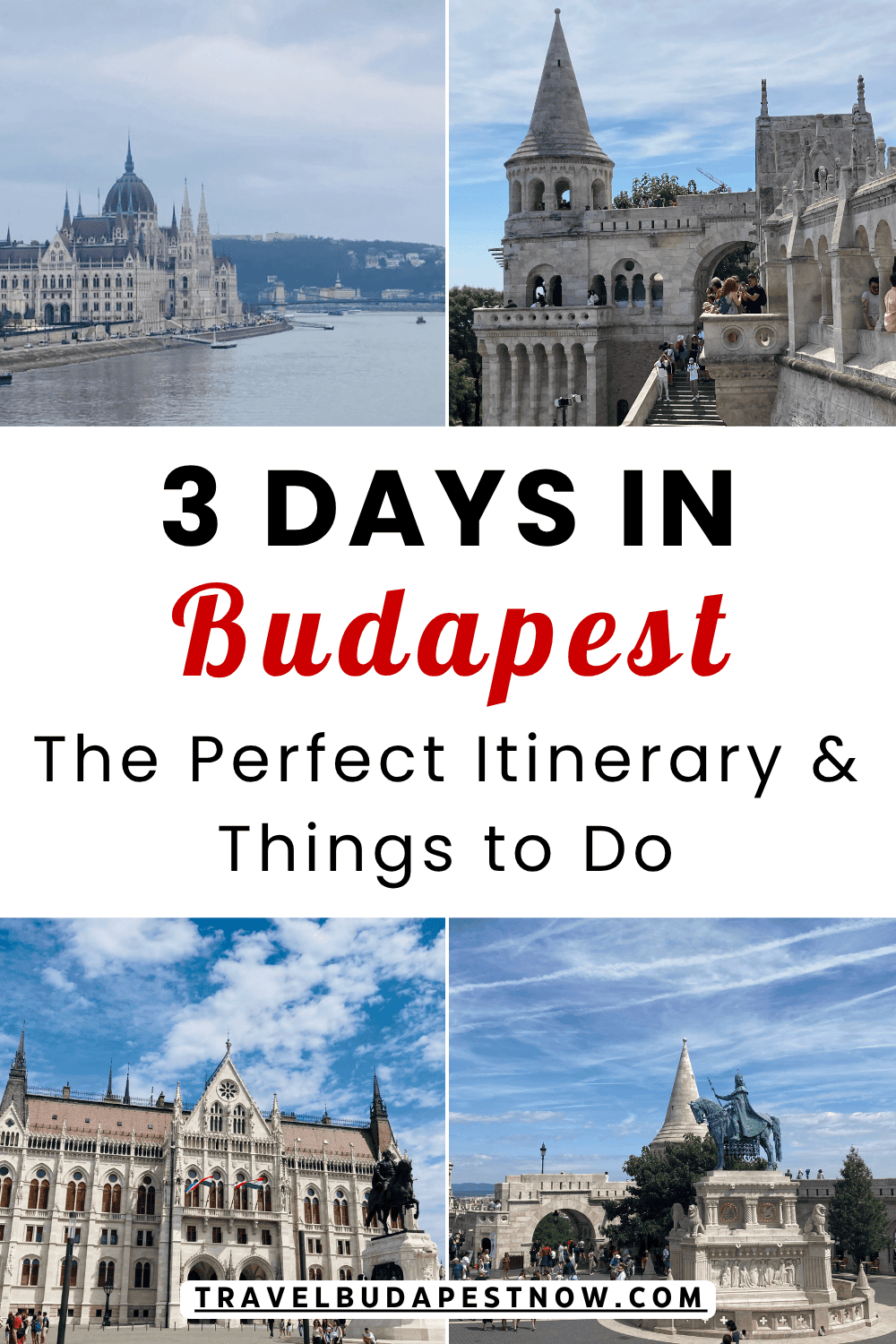 Pinterest Pin design for a post on 3 days in Budapest, Hungary.