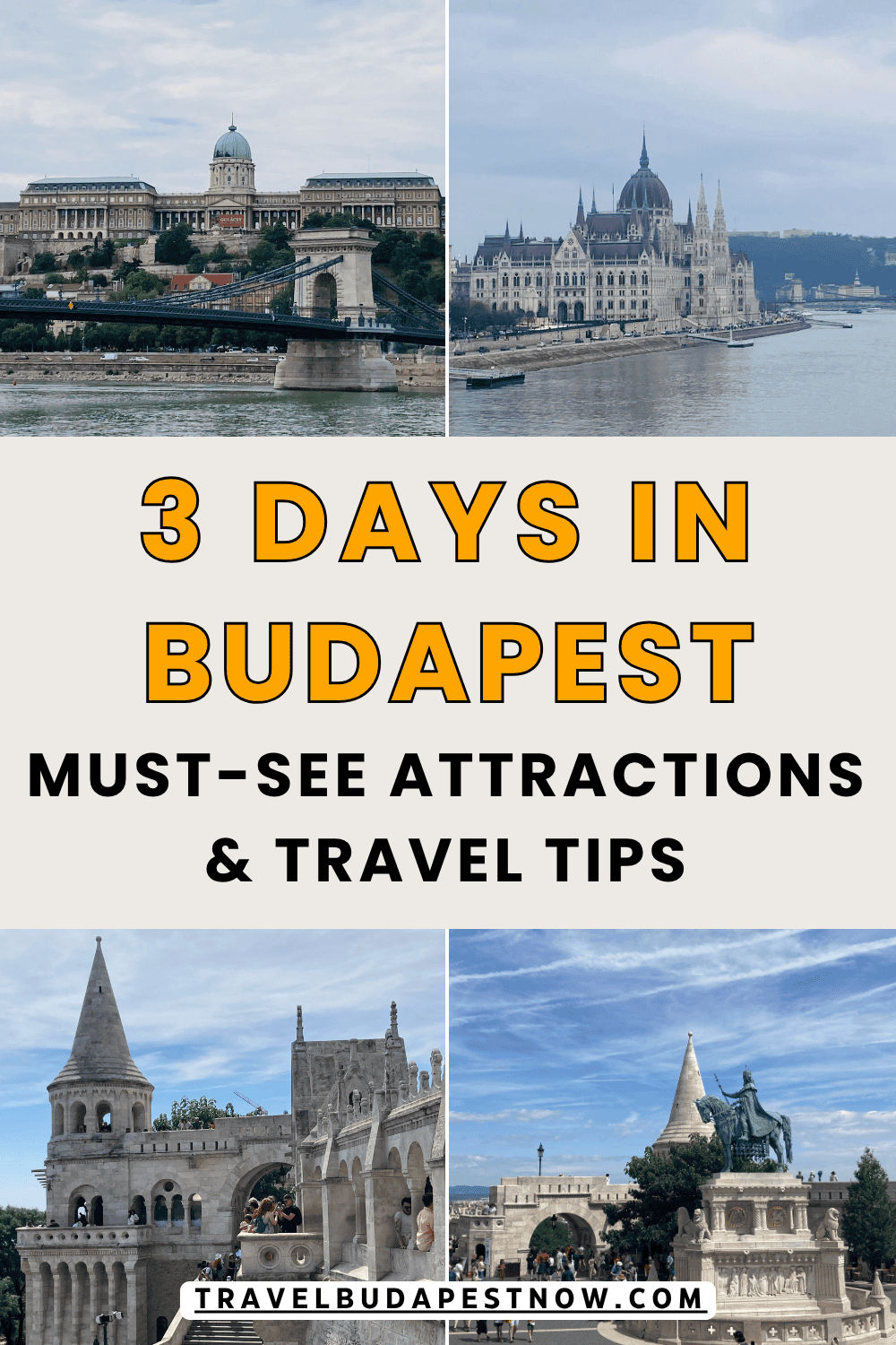Pinterest Pin design for a post on what to see in Budapest in 3 days.