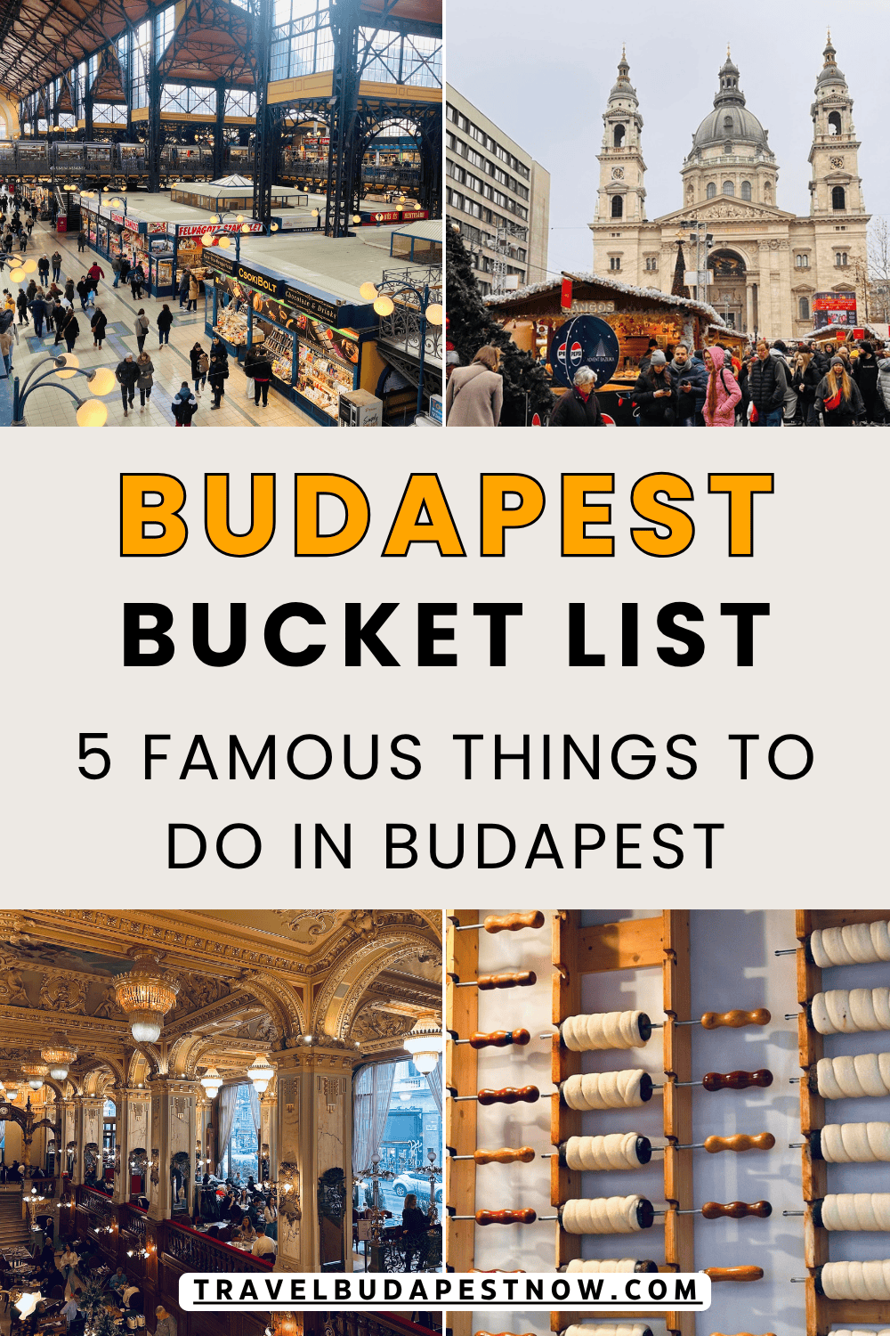 Pinterest Pin design for a post on things Budapest is famous for.