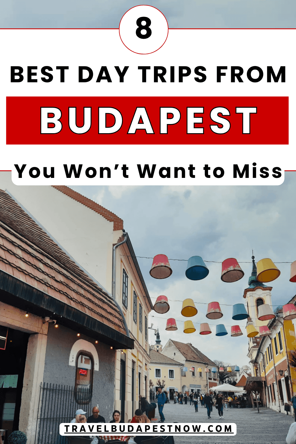 Pinterest Pin design for a post the best day trips from Budapest.