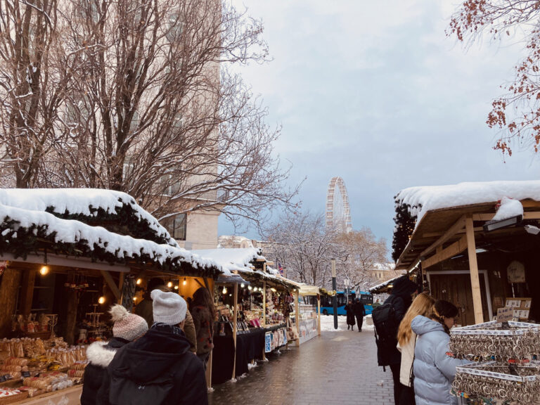 A small Christmas Market at the Deák Square in Budapest, Hungary.