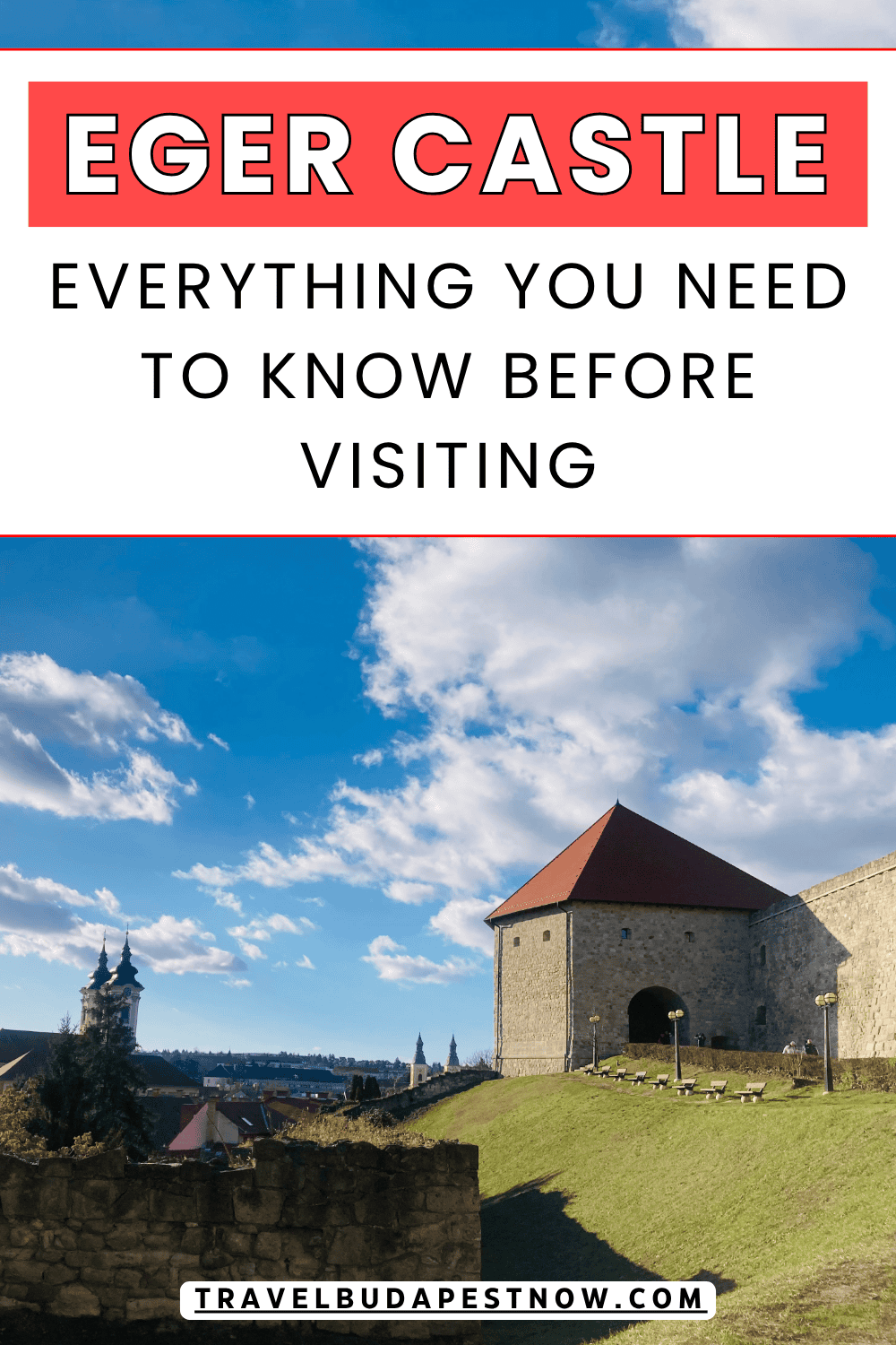 Pinterest Pin design for a post on the Castle of Eger, Hungary.