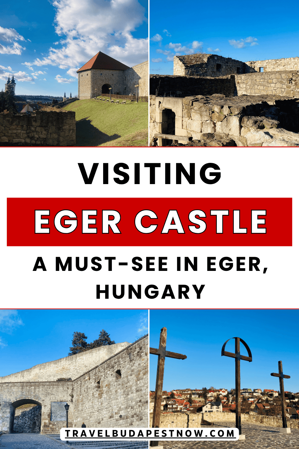 Pinterest Pin design for a post on the Eger Castle in Hungary.