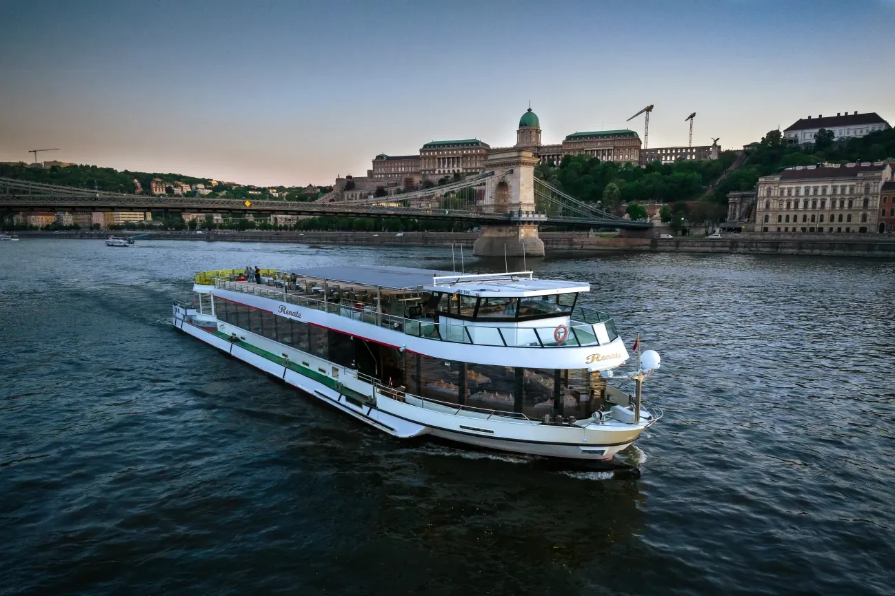 A boat on the River Danube in Budapest, Hungary.