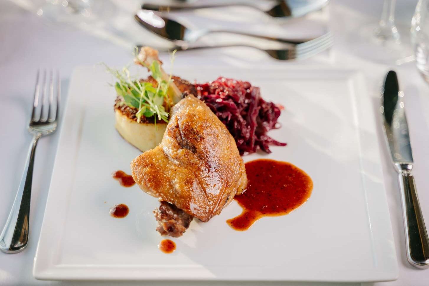 Food on one of the dinner cruises in Budapest, Hungary.