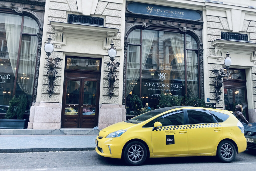 An Uber taxi in Budapest, Hungary.