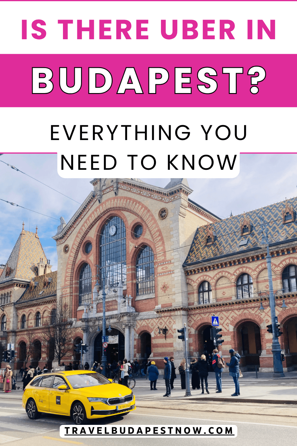 Pinterest Pin design for a post on 'Is there Uber in Budapest?'