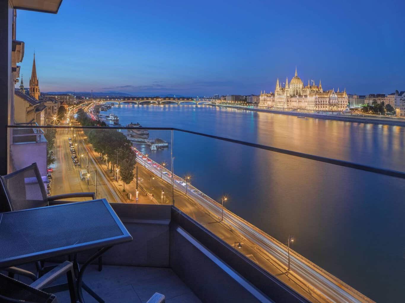 River view from the Boutique Hotel Victoria in Budapest, Hungary.