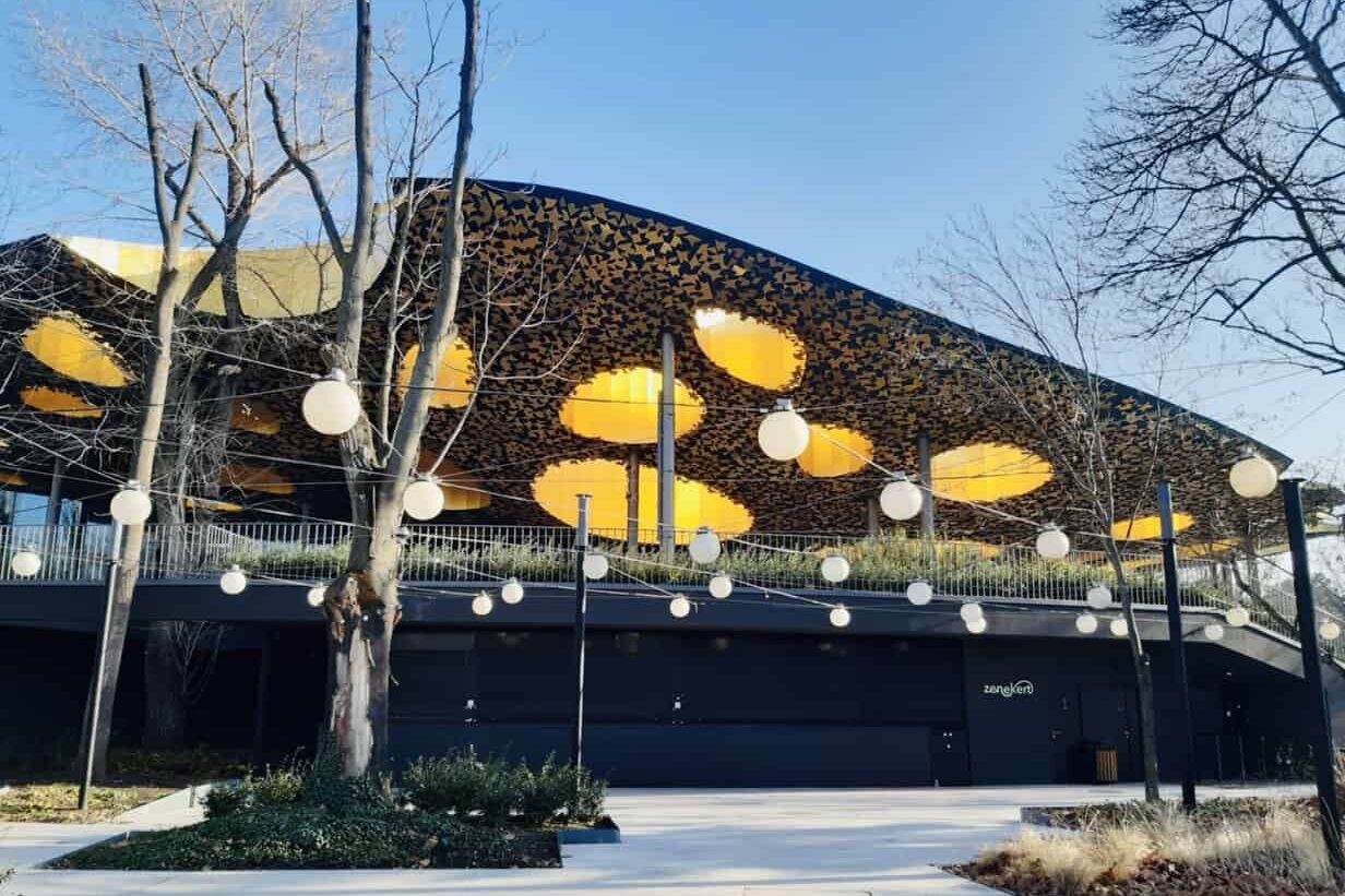 The building of the House of Music, a music museum in Budapest, Hungary.