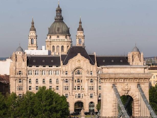 The building of the Four Seasons Hotel Gresham Palace in Budapest, Hungary.