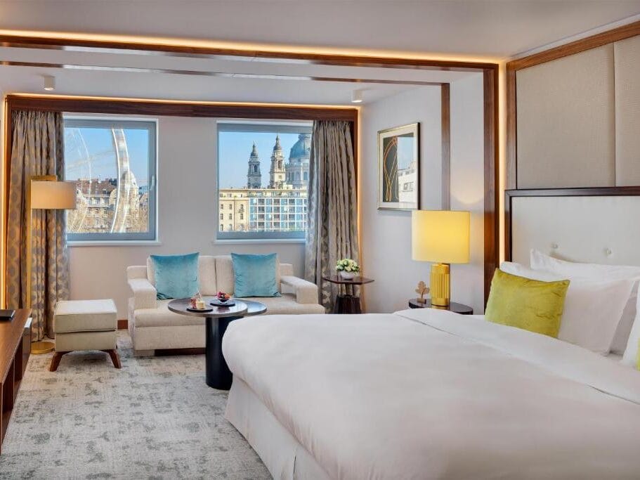 Bedroom inside the Kempinski Hotel Corvinus, one of the best hotels in Budapest near the Christmas Markets.