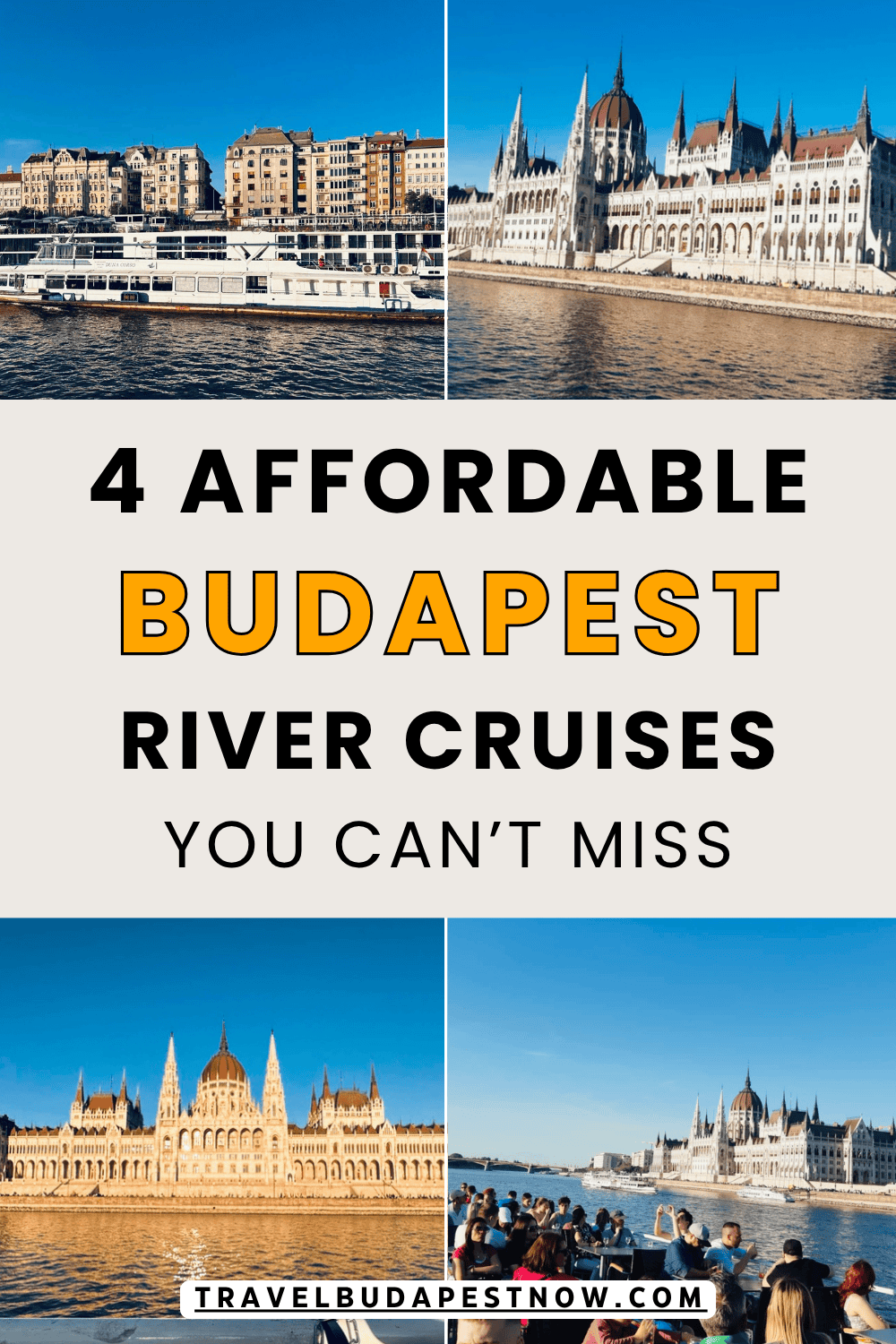 Pinterest Pin design for a post on the best cheap Danube river cruises in Budapest.