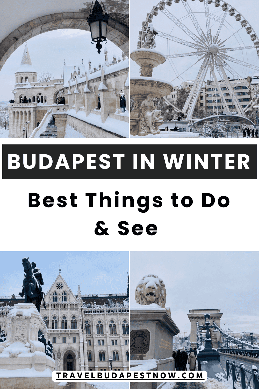 Pinterest Pin design for a post on Budapest in Winter.