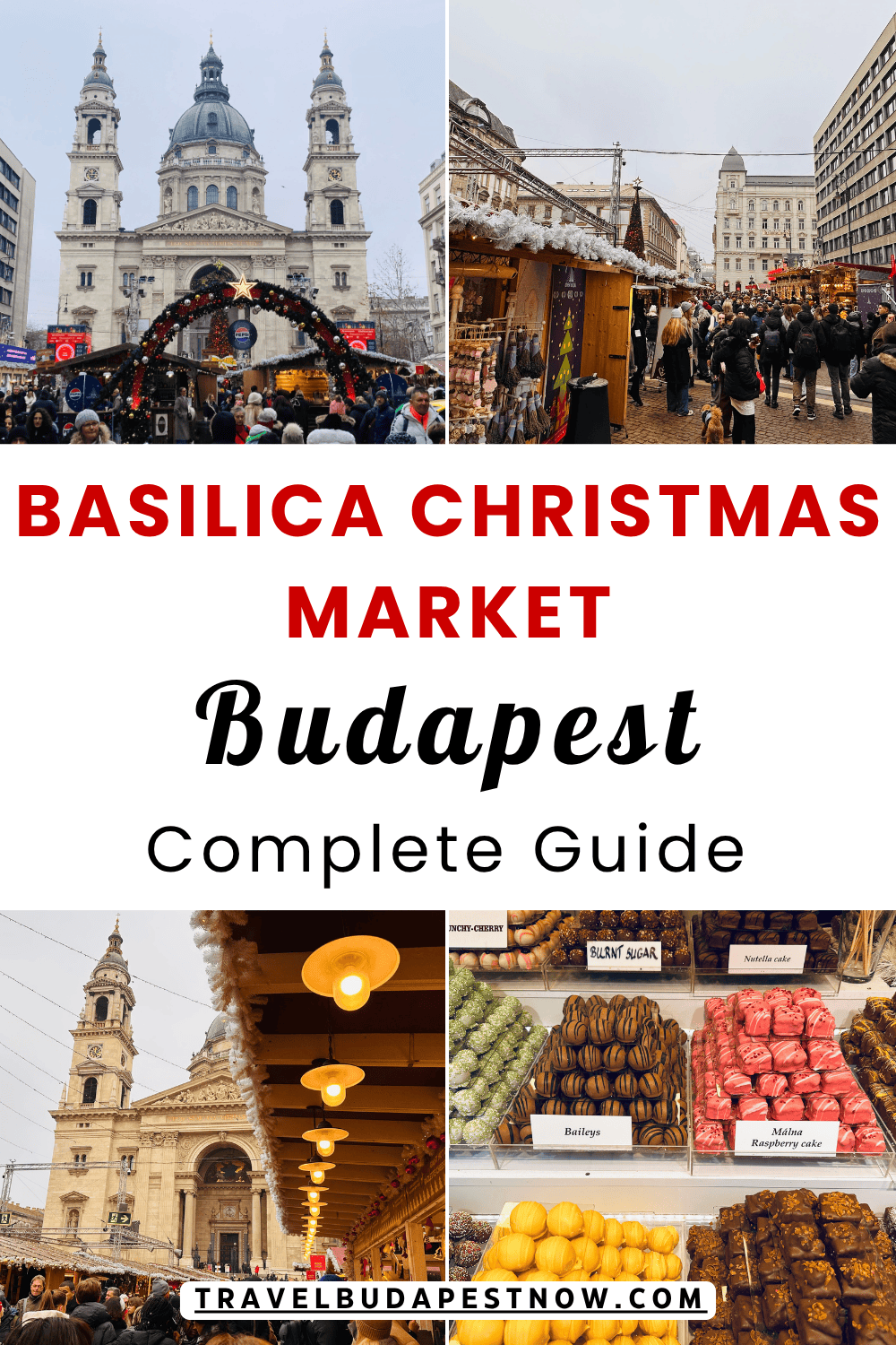 Pinterest Pin design for a post on Basilica Christmas Market in Budapest, Hungary.