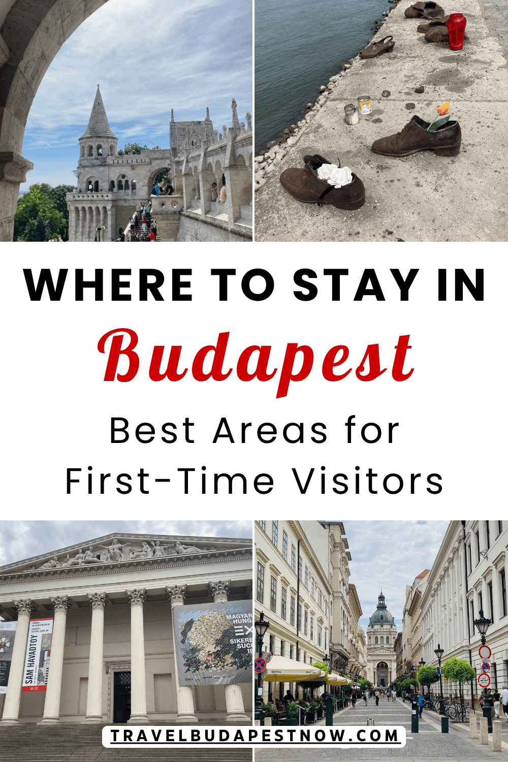 Pinterest Pin design for a post on where to stay in Budapest for first-time visitors.
