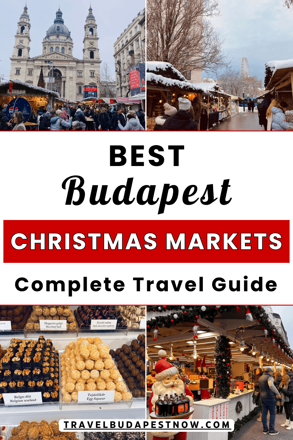 Pinterest Pin design for a post on the best Budapest Christmas Markets.